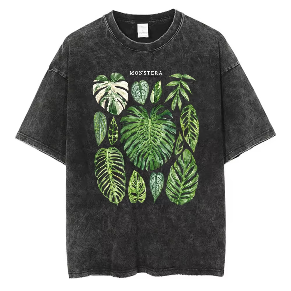 Monstera Leaves Graphic T-Shir - Acid Wash Vintage Graphic T Shirt review and price