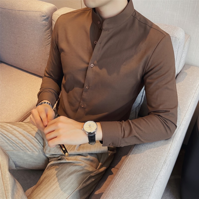 Men's Mandarin Collar Long Sle - Mandarin Collar Formal Shirt Slim Fit review and price