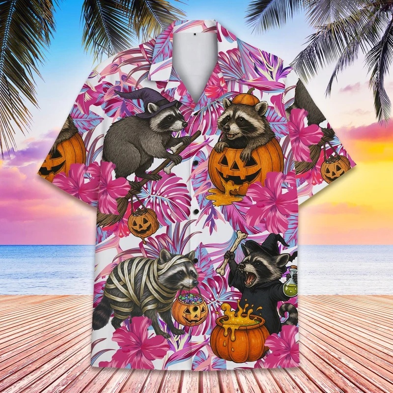 Men's Summer Hawaiian Raccoon  - Vintage Hawaiian Floral Shirt review and price