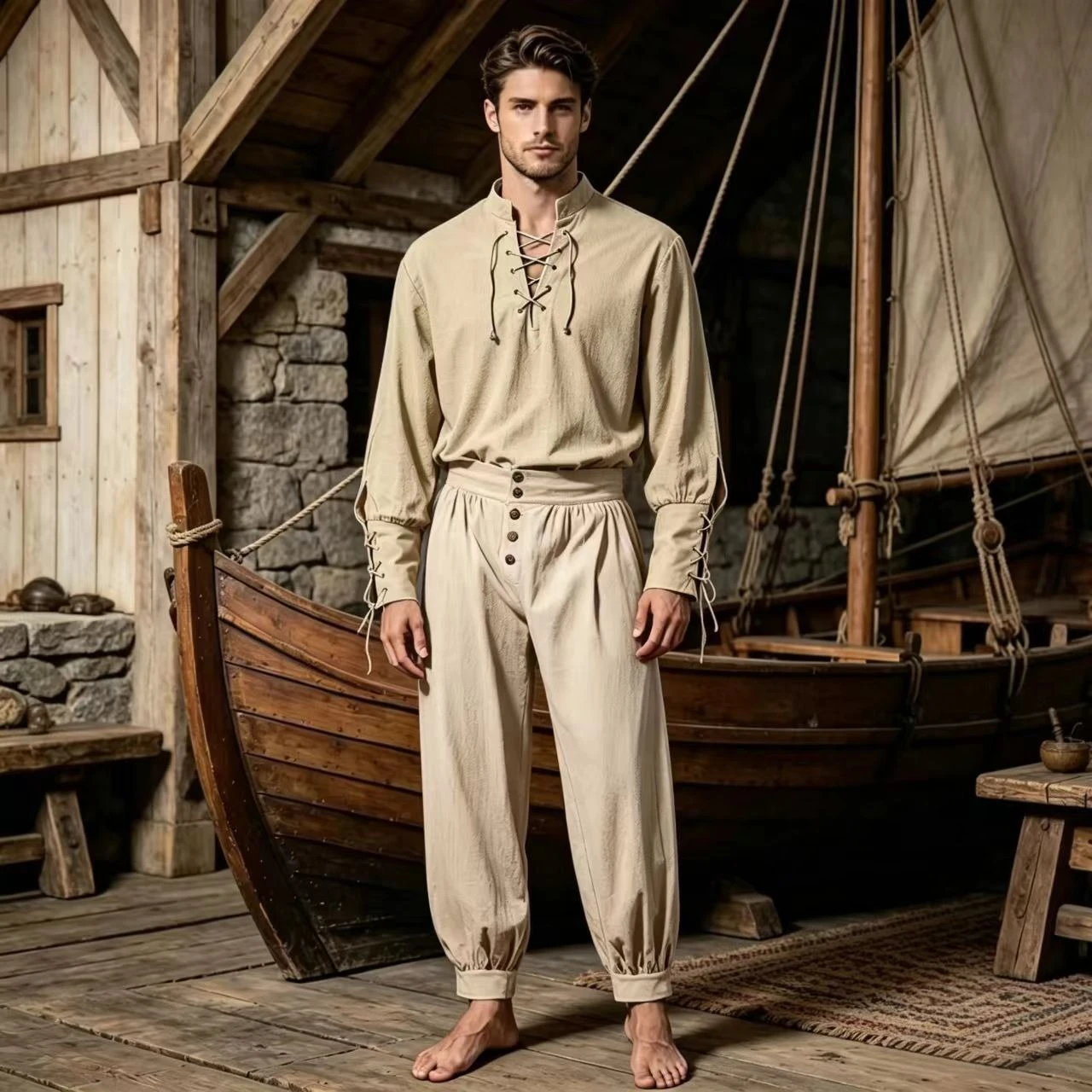 2Pcs Men Medieval Renaissance  - Shirts review and price