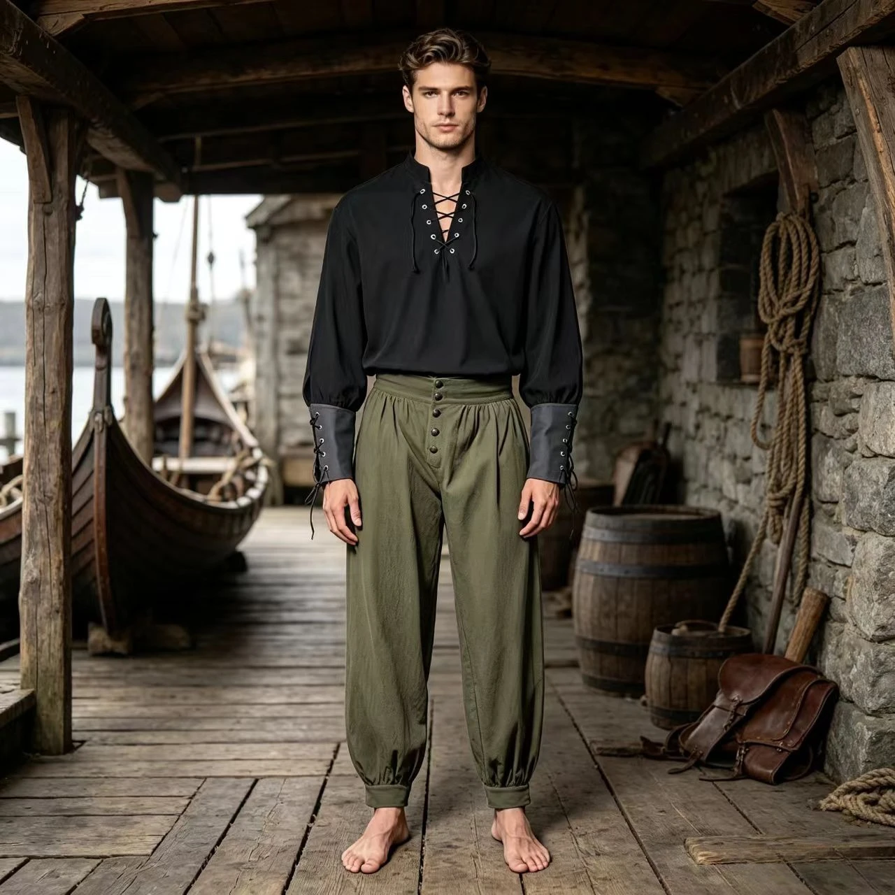 2Pcs Men Medieval Renaissance  - Shirts review and price