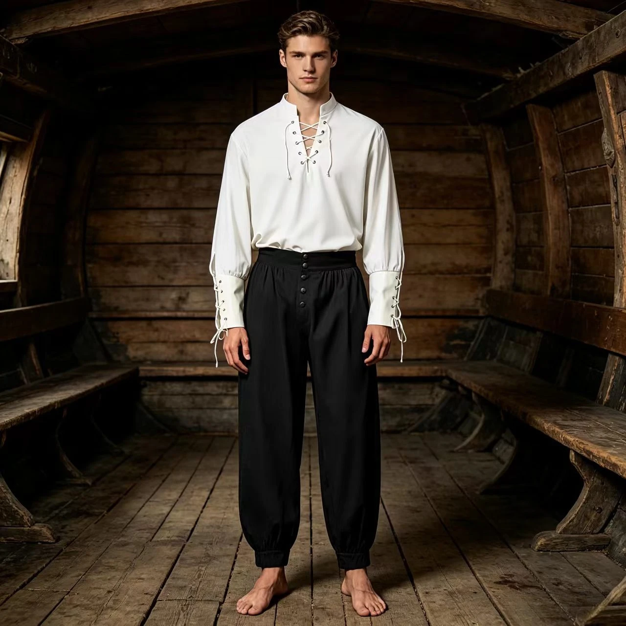 2Pcs Men Medieval Renaissance  - Shirts review and price