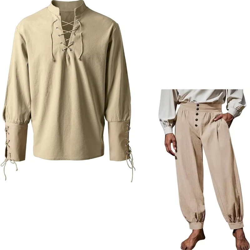 2Pcs Men Medieval Renaissance  - Shirts review and price