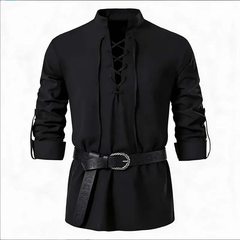 Men Medieval Viking Shirt Stan - Medieval Gothic Lace Up Pirate Shirt review and price