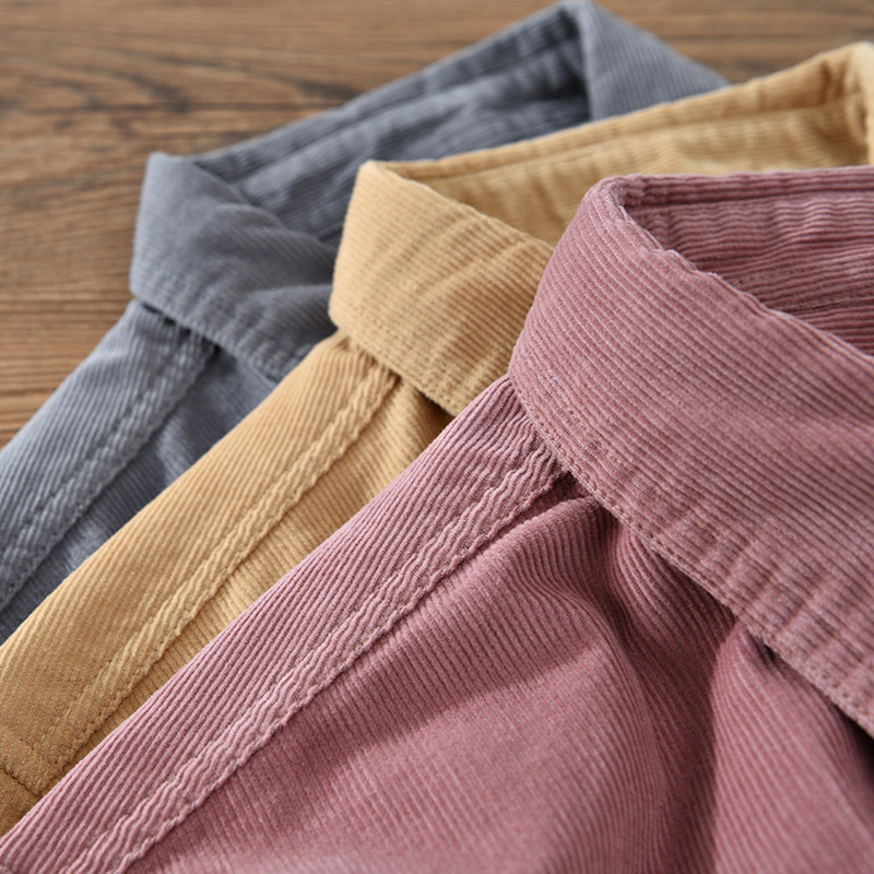 Retro Japanese Style Long Slee - Corduroy Button Up Shirt Men review and price