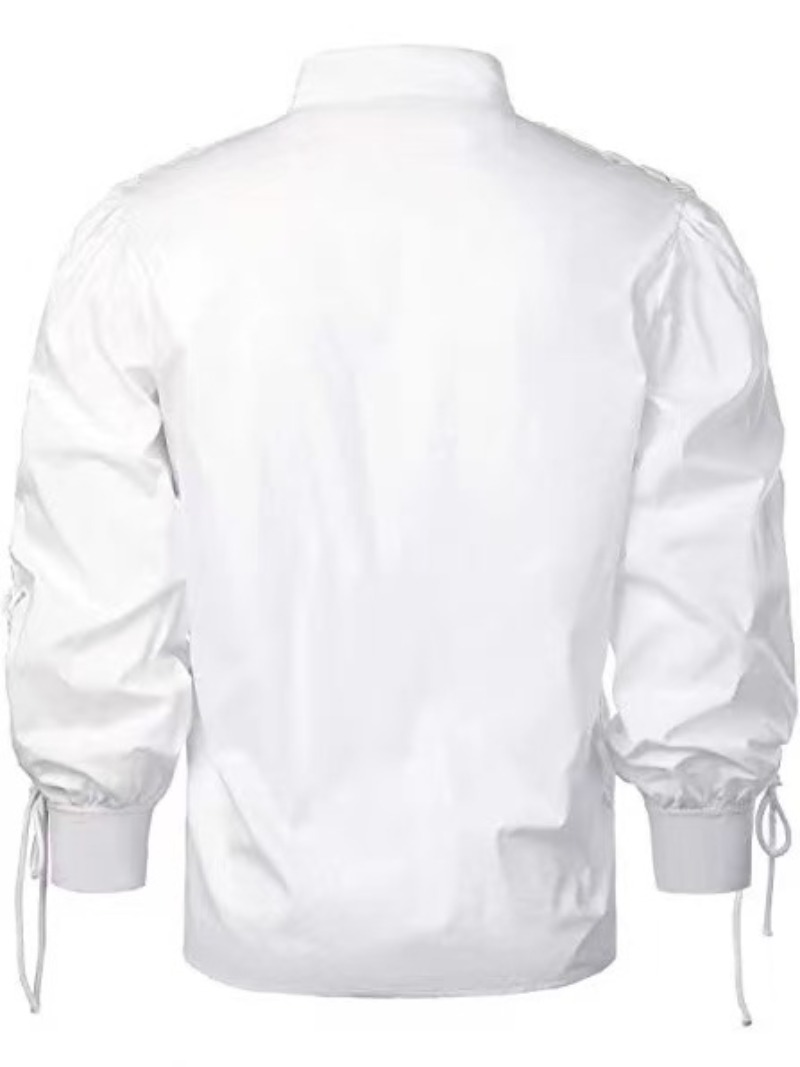 Men Vintage Lace Up Stand Coll - Medieval Gothic Lace Up Pirate Shirt review and price