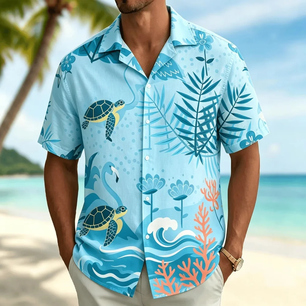 Men's Tropical Flamingo Print  - Vintage Hawaiian Floral Shirt review and price